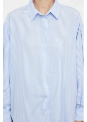  Collection قميص منسوج مخطط باللون الأزرق مقاس كبير / واسع TWOSS23GO00144