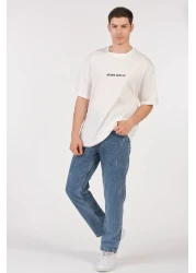 to COSMOS تي شيرت للجنسين (رجال - نساء) مقاس كبير (فضفاض-سلاش) لون إكرو (أبيض) لا تقدم أبدًا