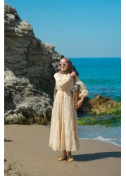 LOCCO Women's Lined Tulle Dress Beige