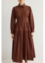  Modest Dark Brown Elastic Waist Dress Tctss25Eb00016