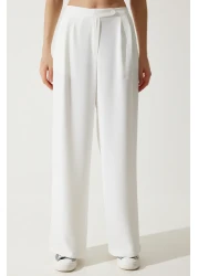 Happiness İstanbul Women's Off-White Loose Palazzo Trousers RV00191