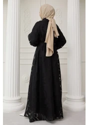 InStyle Tulle Balloon Sleeve Black Dress