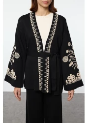  Modest Double Breasted Collar Embroidered Belted Knitwear Suit - Tctaw25Us00095