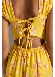  Collection Yellow Floral Cut Out / Flywheel Midi Woven Dress Twoss21El0709