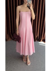 HAZELANNA Pink Dress with Double Stitched Straps