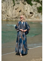 LOCCO Women's Piece Patterned Dress Navy Blue