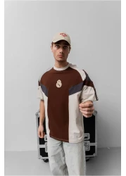 SENTİNEL WEAR ريال ماد. تي شيرت بني كبير الحجم مطرز