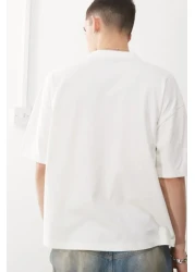 The Champ Clothing تي شيرت أبيض كبير الحجم للجنسين مصنوع من القطن بنسبة 100% مع ملصق الفاكهة، طراز عتيق معاد تدويره