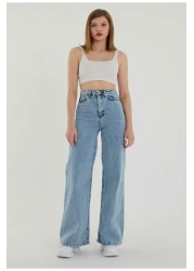 LAMİRAMOOD بنطال KarYama Palazzo عالي الخصر مريح بأرجل واسعة