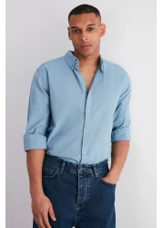  Collection Blue Unisex Regular Fit 100% Cotton Linen Look Shirt Tmnss23Go00099