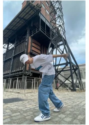 serline Ice Blue Baggy Cargo Pants