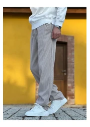 ElitWear Men's Comfortable Fit Ribbed Fabric Relaxed Trousers