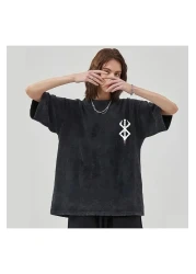 Köstebek Anime Berserk Vintage Short Sleeve Unisex Smoked T-shirt