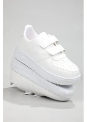 Beınsteps حذاء رياضي Air Sole مريح للتنفس باللون الأبيض والأبيض للأطفال Air V2