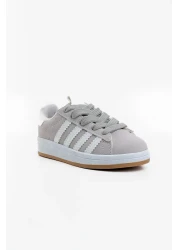 Shupe أحذية رياضية للأطفال البنات والأولاد باللون الرمادي والأبيض