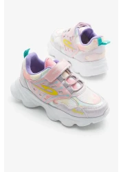 Tonny Black حذاء رياضي للأطفال باللون الرمادي ونعل فايلون منقوش بأربطة مطاطية وشريط فيلكرو