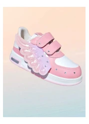 LİASSHOES Luminous Children's Sports Shoes Sneaker with Shiny Stones and Wing Details