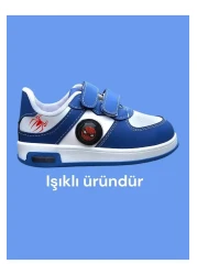 archiepet حذاء رياضي للأولاد مطبوع بتفاصيل شبكة العنكبوت باللون الأزرق (31/35 عبارة عن ضوء جانبي فقط)