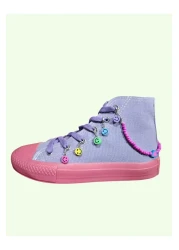 archiepet Purple Lace-Up Bead Detailed Non-Slip Sole Girls' Sneakers Shoes