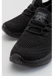 Ccway حذاء رياضي تريكو أسود للأطفال مقاس 31-35