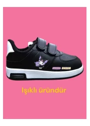 LİASSHOES Black Lighted Sneakers - Size 31-35 Kuromici Printed Children's Shoes