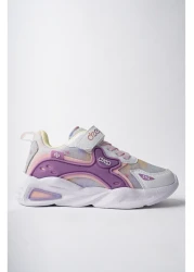 McDark Rubber Laced White Purple Orthopedic Non-Yellowing Sole and Velcro Unisex Children's Shoes