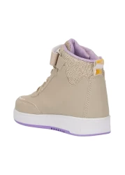 İmerShoes Beige Sneakers for Girls - Comfortable Sports Shoes with Rubber Laces and Velcro High Tops 3260