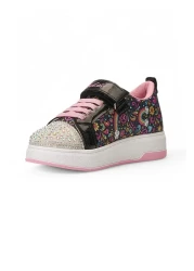 Nstil أسود - حذاء رياضي بناتي وردي، نمط بيضاوي لامع وشريط فيلكرو عند الأصابع 4004