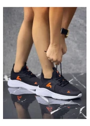 homiro Lace-Up Unisex Children's Sports Shoes-Black-Orange