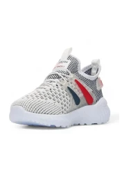 BOUIS White Navy Elastic - Flexible Lightweight Stylish Children's Sneakers