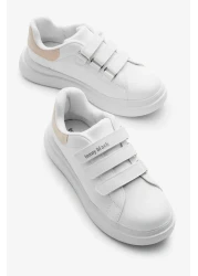 Tonny Black Children's Unisex White Powder Eva Faylon Sole Three Velcro Sneakers