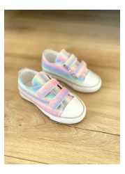 NS Little Girl's Rainbow Sneaker Sports Shoes, 31-35 Lightless(WIDE MOLD)