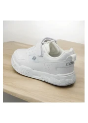 JOJO KIDS Unisex Children's Plain White Leather Velcro Sneakers, Extralight Sneaker