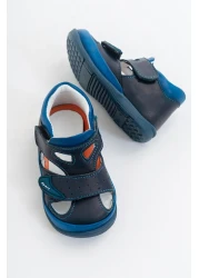 mnpc Boy's Navy Blue Leather Orthopedic Supported First Step Shoes