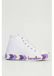 Benetton White Lilac Kids Sneakers Bn-90647