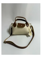 Judour Bags Cream Women's Faux Leather Handle Small Size Hand and Shoulder Bag