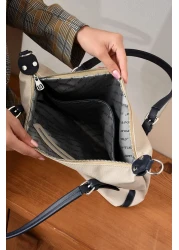 Just Polo Women's Stone Navy Blue Large Size Lacost Fabric Hand and Shoulder Bag P346037Mh