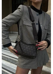 Shule Bags Farme Monogram Brown Baguette and Crossbody Bag