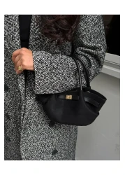 Tina İstanbul Black Mini Nubuck Bag - Belt Detailed