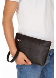 CERFF LEATHER CLUP حقيبة يد جلدية نباتية حقيبة حزام المعصم الأسود