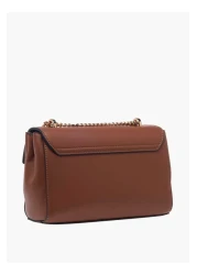 Paprika Paprika Monogram Print Crossbody Bag with Chain Strap and Flap Closure