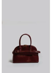 Çantacımstore Women's Marble Belted Mini City Claret Red 050325