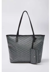  Shoes Dark Anthracite Puppy Geometric Pattern Women Maxi Tote Shoulder Handbag Takss25Oc00061