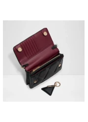 Aldo Fititall - Women's Faux Leather Black Top Zipper Chain Wallet Purse