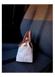 Home حقيبة نسائية من الجلد الصناعي باللون الأبيض - بمقبض، مقاس متوسط، تحمل اليد والكتف