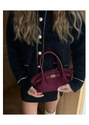 Tina İstanbul Claret Red Mini Nubuck Bag - Belt Detailed