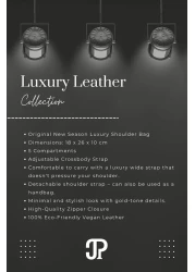 Just Polo Original Women's New Season 5 Compartment Luxury Soft Leather Adjustable Cross Column Strap Shoulder Bag