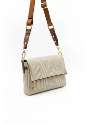 Silver Polo Taba Sp963 - Women's Crossbody Bag Beige and Silver Detailed