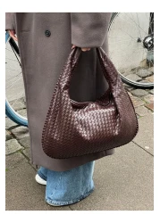 Çantacımstore Women's Retro Large Bttg Shoulder Bag Bitter Brown