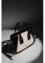 Rimense Black Linen Long Strap Lined Hand and Shoulder Bag